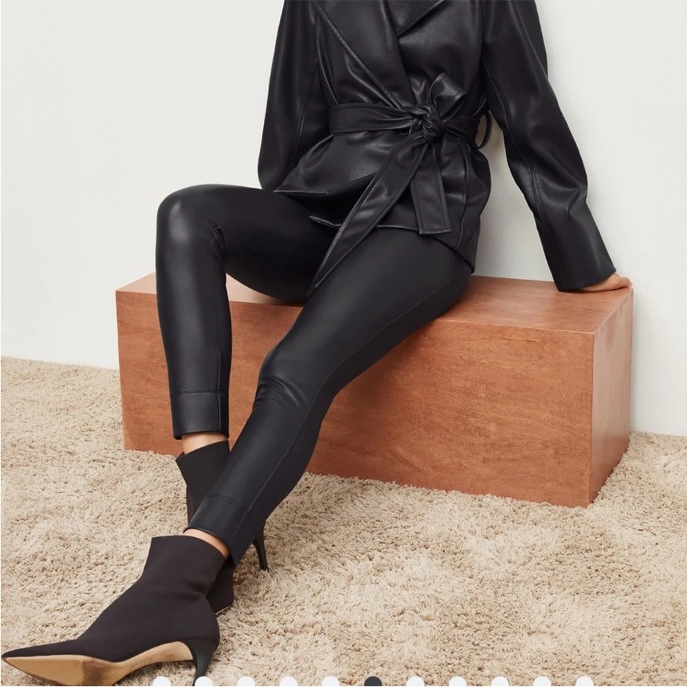 MM Lafleur XL Harrington vegan leather 0230 leggings solid black faux high rise